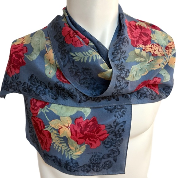 Liz Claiborne Floral Silk Scarf 🇯🇵– Made in Japan – Vintage 1994 - Picture 1 of 9